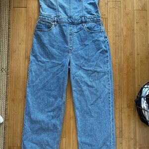 Blue Denim Strapless Jumpsuit